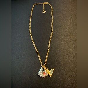 Louis Vuitton Pandan Love Letters Necklace (model M67068) - good used condition